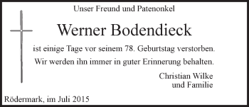 Anzeige von Werner Bodendieck von LZ