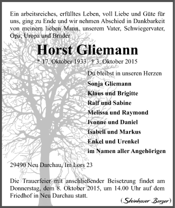 Anzeige von Horst Gliemann von LZ