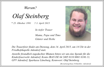 Anzeige von Olaf Steinberg von LZ