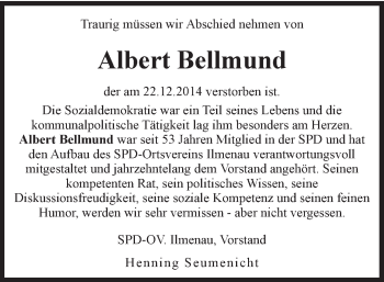 Anzeige von Albert Bellmund von Landeszeitung Lüneburg