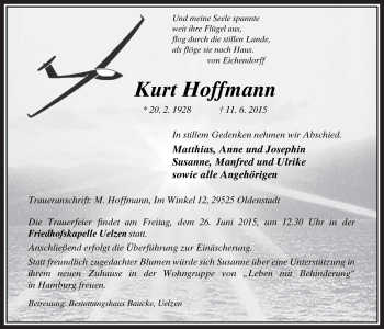 Anzeige von Kurt Hoffmann von LZ