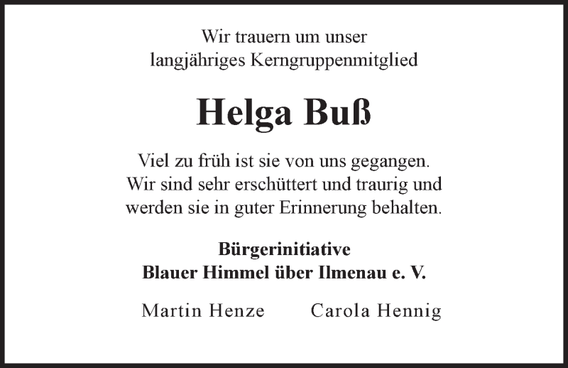 Traueranzeige für Helga Rosemarie Buß vom 10.03.2015 aus LZ