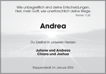 Anzeige von Andrea Hanstedt-Schütte von LZ
