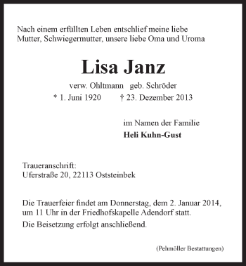 Anzeige von Lisa Janz von LZ