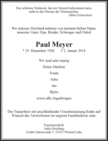 Anzeige von Paul Meyer von LZ