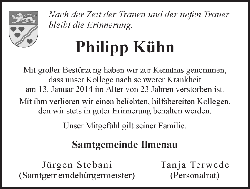  Traueranzeige für Philipp Kühn vom 18.01.2014 aus LZ