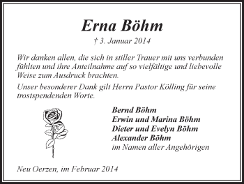 Anzeige von Erna Böhm von LZ