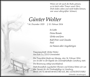 Anzeige von Günter Wolter von LZ