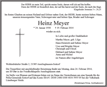 Anzeige von Heinz Meyer von LZ