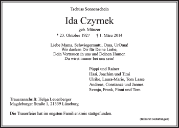 Anzeige von Ida Czyrnek von LZ