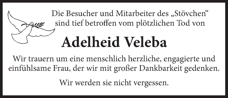  Traueranzeige für Adelheid Veleba vom 19.03.2014 aus LZ