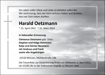 Anzeige von Harald Oetzmann von LZ