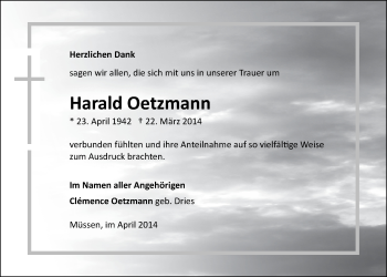 Anzeige von Harald Oetzmann von LZ