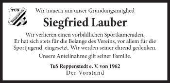 Anzeige von Siegfried Lauber von LZ
