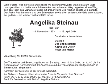 Anzeige von Angelika Steinau von LZ