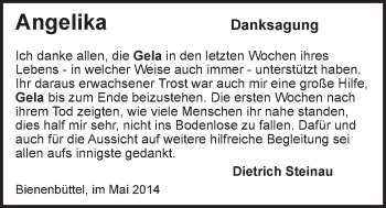 Anzeige von Angelika Steinau von LZ