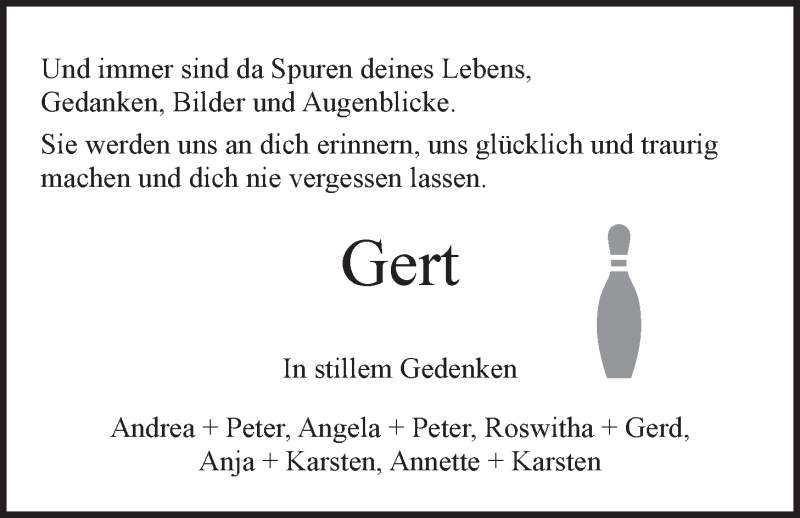  Traueranzeige für Gert Jacobsen vom 19.05.2014 aus LZ