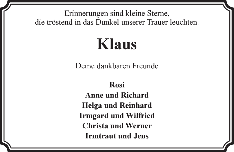  Traueranzeige für Klaus Hinrichs vom 10.06.2014 aus LZ