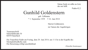 Anzeige von Gunhild Goldenstern von LZ