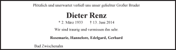 Anzeige von Dieter Renz von LZ