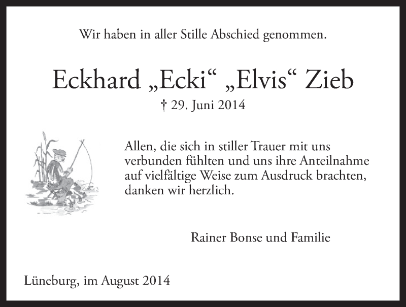  Traueranzeige für Eckhard Zieb vom 02.08.2014 aus LZ