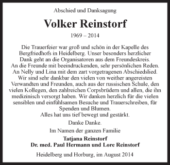 Anzeige von Volker Reinstorf von LZ