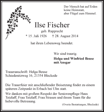 Anzeige von Ilse Fischer von LZ