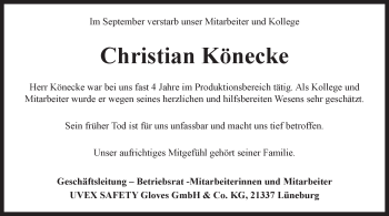 Anzeige von Christian Könecke von LZ