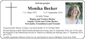 Anzeige von Monika Becker von LZ
