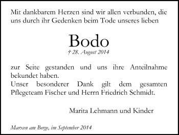 Anzeige von Bodo Lehmann von LZ