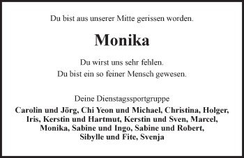 Anzeige von Monika Becker von LZ