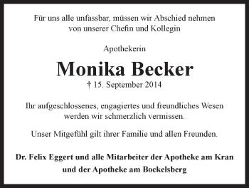 Anzeige von Monika Becker von LZ