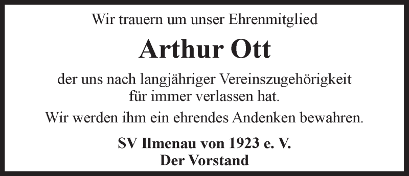  Traueranzeige für Arthur Ott vom 30.10.2014 aus LZ
