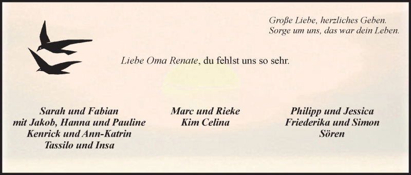  Traueranzeige für Renate Schmidt vom 18.11.2014 aus LZ