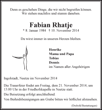 Anzeige von Fabian Rhatje von LZ