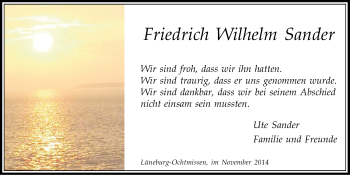 Anzeige von Friedrich Wilhelm Sander von LZ