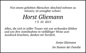 Anzeige von Horst Gliemann von LZ