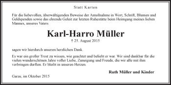 Anzeige von Karl-Harro Müller von LZ