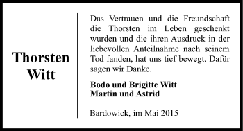 Anzeige von Thorsten Witt von LZ