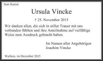 Anzeige von Ursula Vincke von LZ