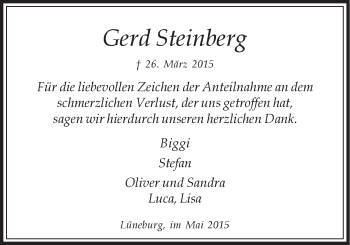 Anzeige von Gerd Steinberg von LZ