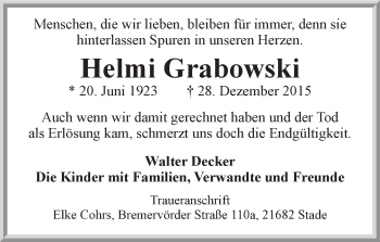 Anzeige von Helmi Grabowski von LZ