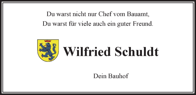  Traueranzeige für Wilfried Schuldt vom 19.06.2015 aus LZ