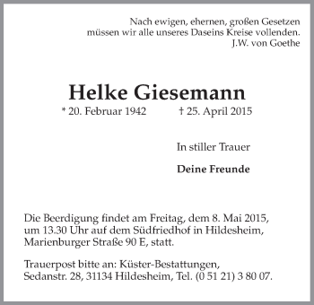 Anzeige von Heike Giesemann von LZ