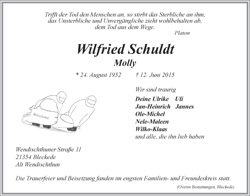  Traueranzeige für Wilfried Schuldt vom 19.06.2015 aus LZ
