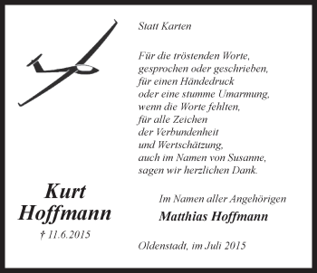 Anzeige von Kurt Hoffmann von LZ