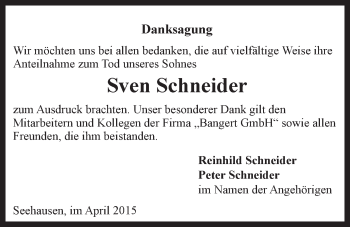 Anzeige von Sven Schneider von LZ
