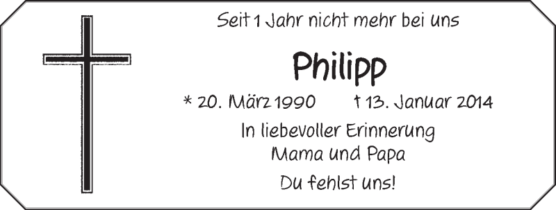  Traueranzeige für Philipp Kühn vom 10.01.2015 aus LZ