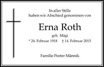Anzeige von Erna Roth von LZ