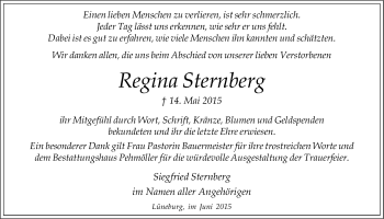 Anzeige von Regina Sternberg von LZ